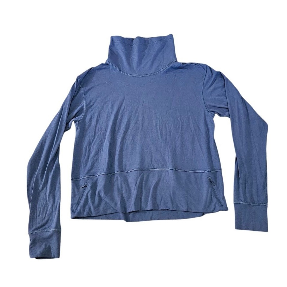 Lululemon Women's Size 8 Ready To Rulu Pullover Pitch Blue Funnel Neck Athletic